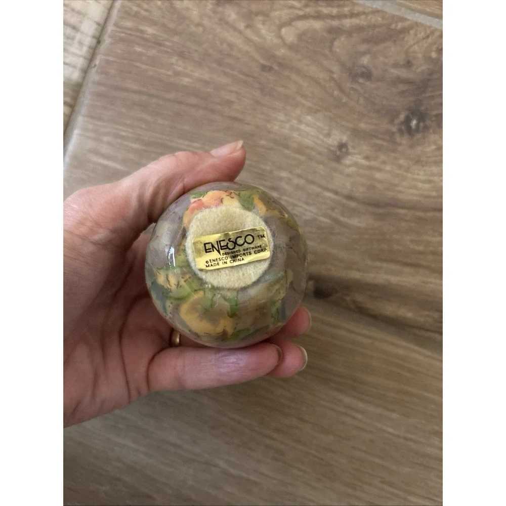 Enesco Easter Egg Tulip Flowers Fabric Mache Decoupage Vintage